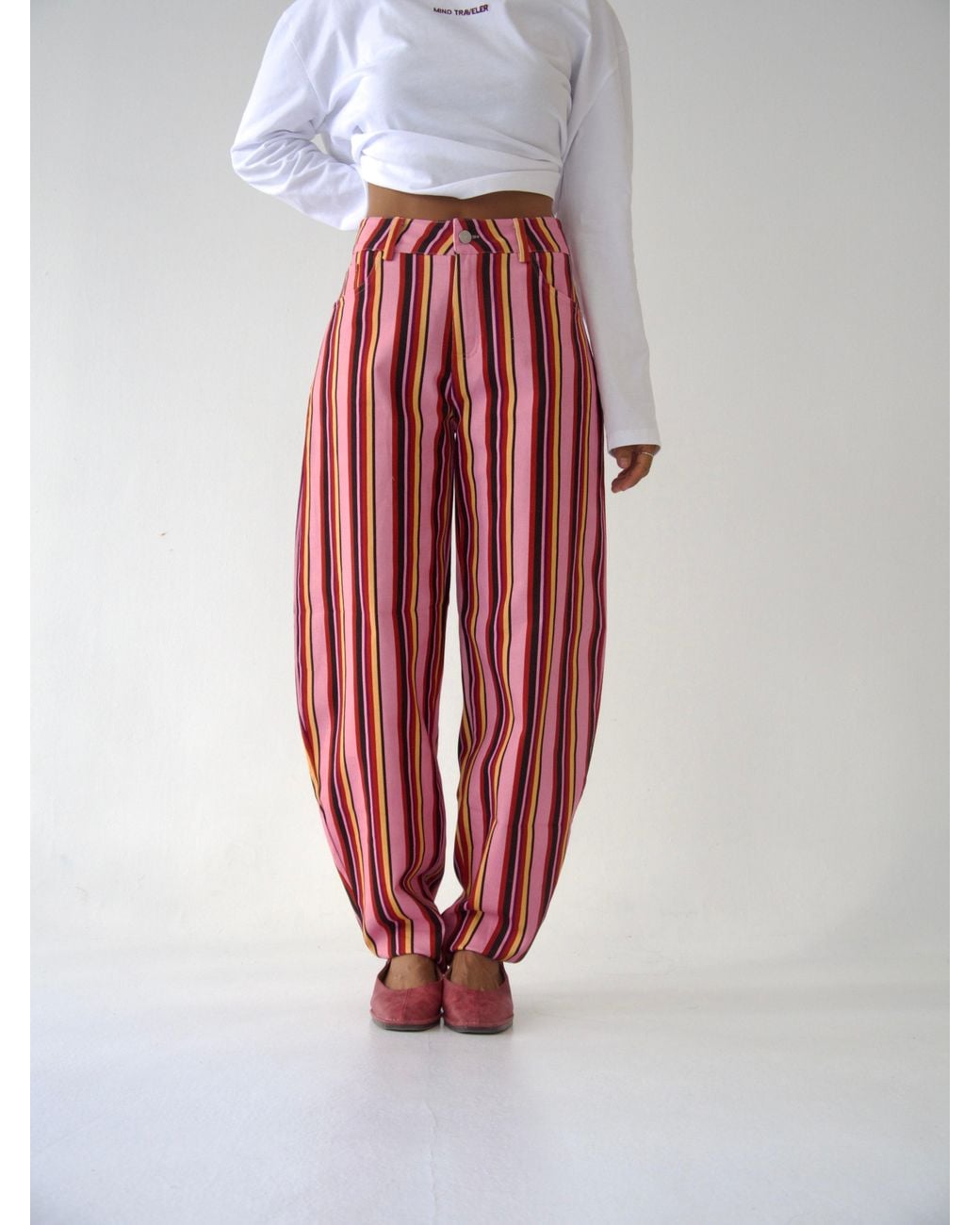 Mind Traveler Red Clarissa Balloon Jeans With, & Stripes