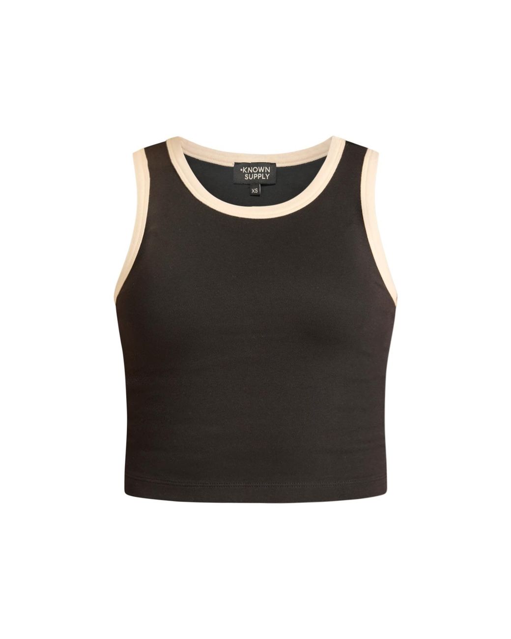 Known Supply Black Piped Razor Back Cotton Tank