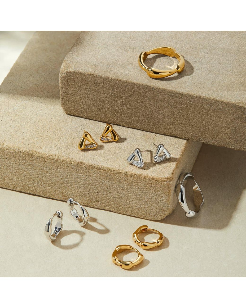 Vanhi Metallic Colette Droop Link Huggie Earrings