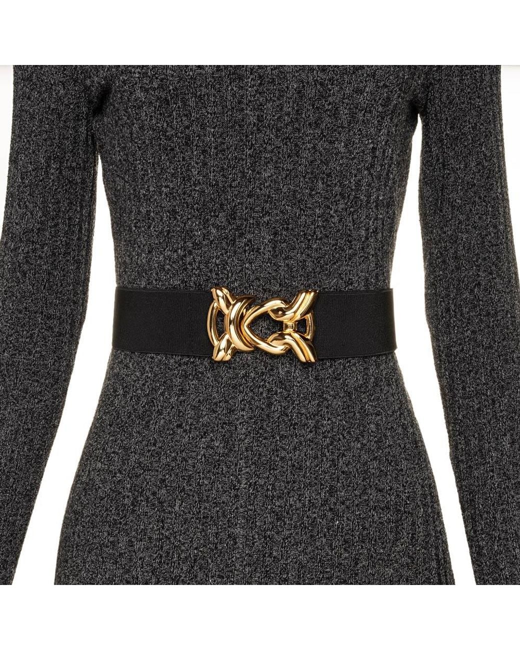 BeltBe Black Stretch Belt With Metal Knot Buckle
