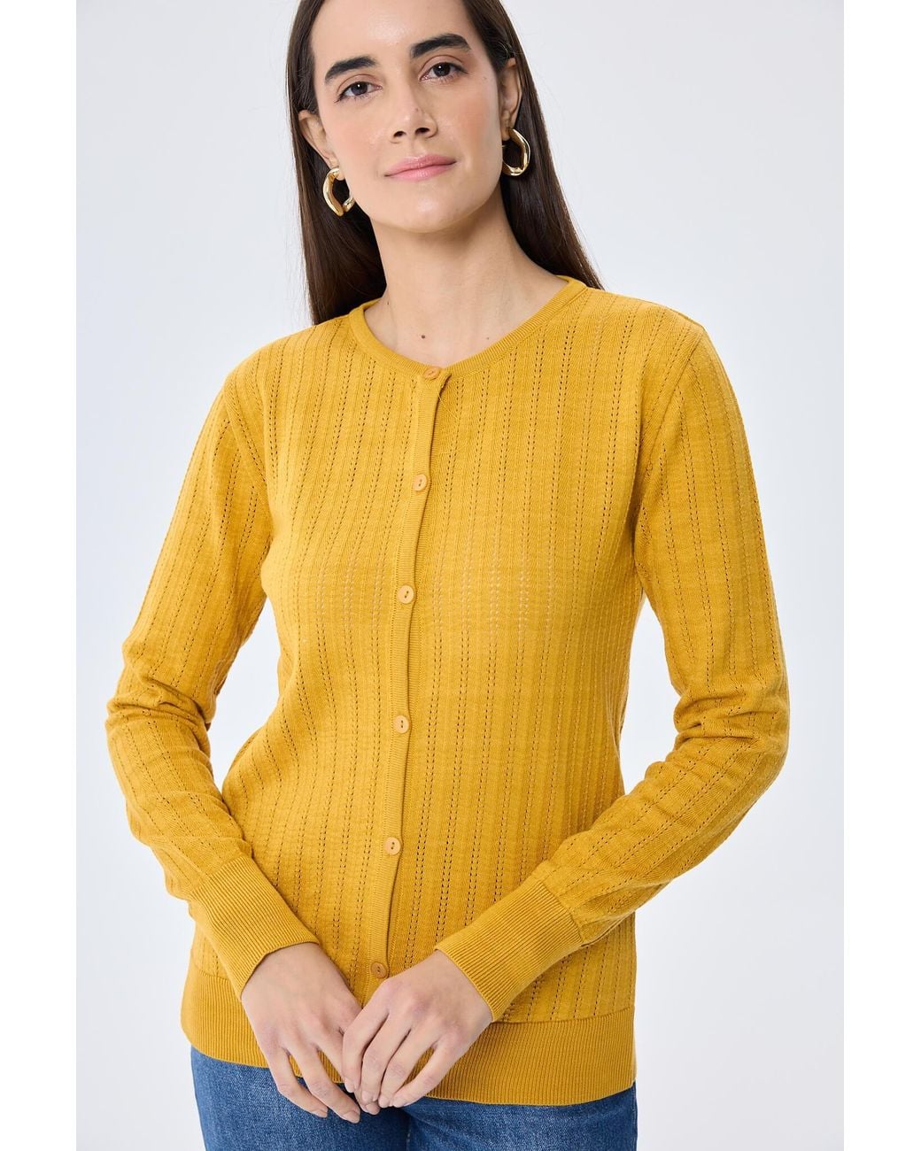 Peraluna Yellow Celine Openwork Knit Cardigan