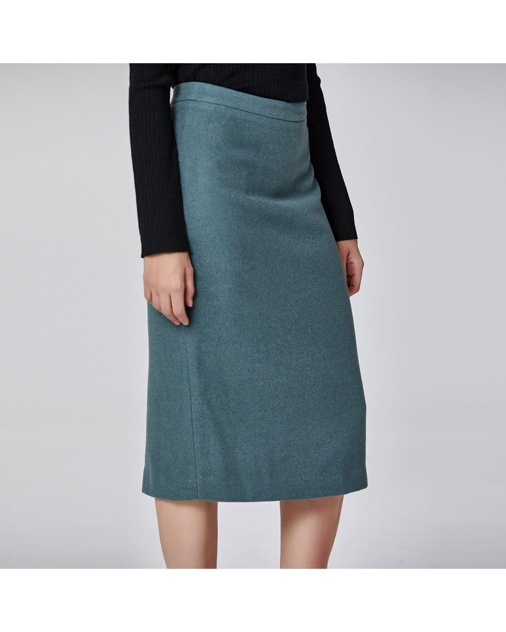 Smart and Joy Blue Straight Minimalist Skirt