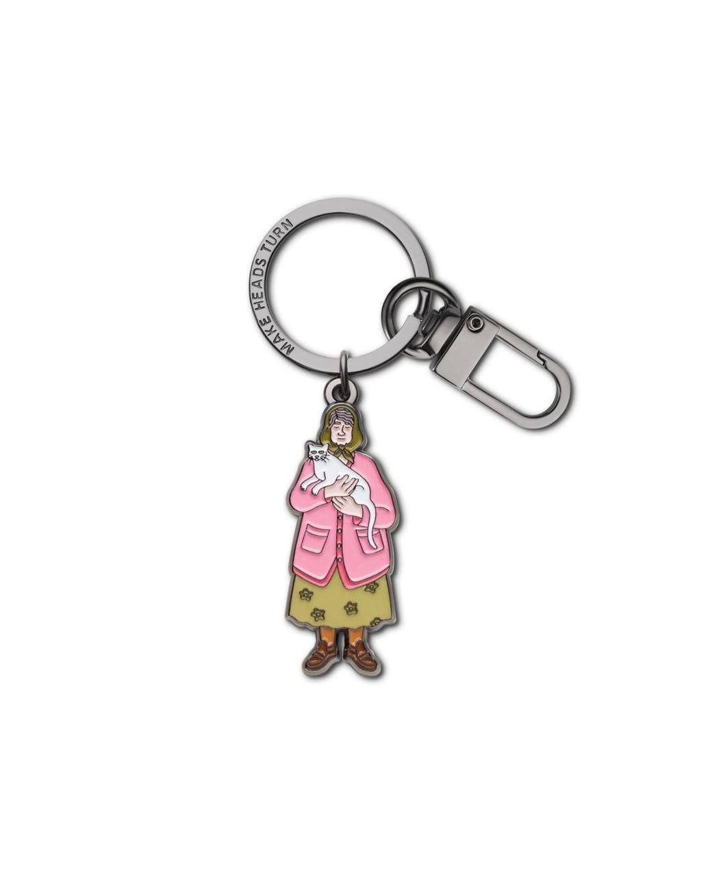 Make Heads Turn White Enamel Keychain & Bag Charm Grandma