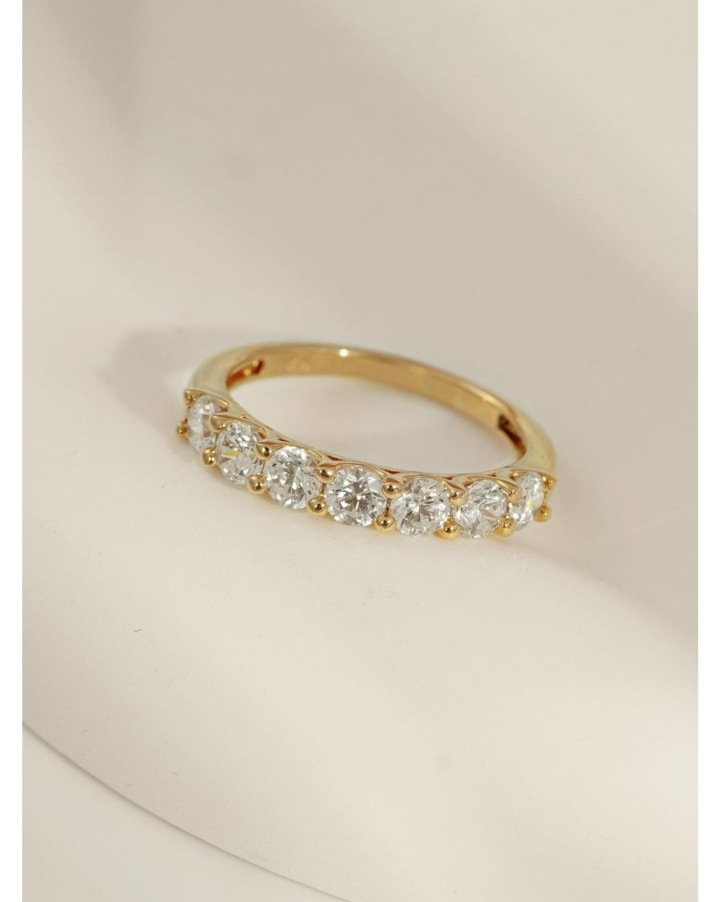 Diamonbliss Metallic Embellished With Swarovski One Carat Seven Stones Round Cut Ring