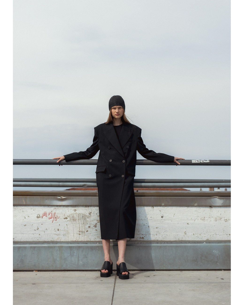 InAvati Black Oversized Jacket-Style Coat