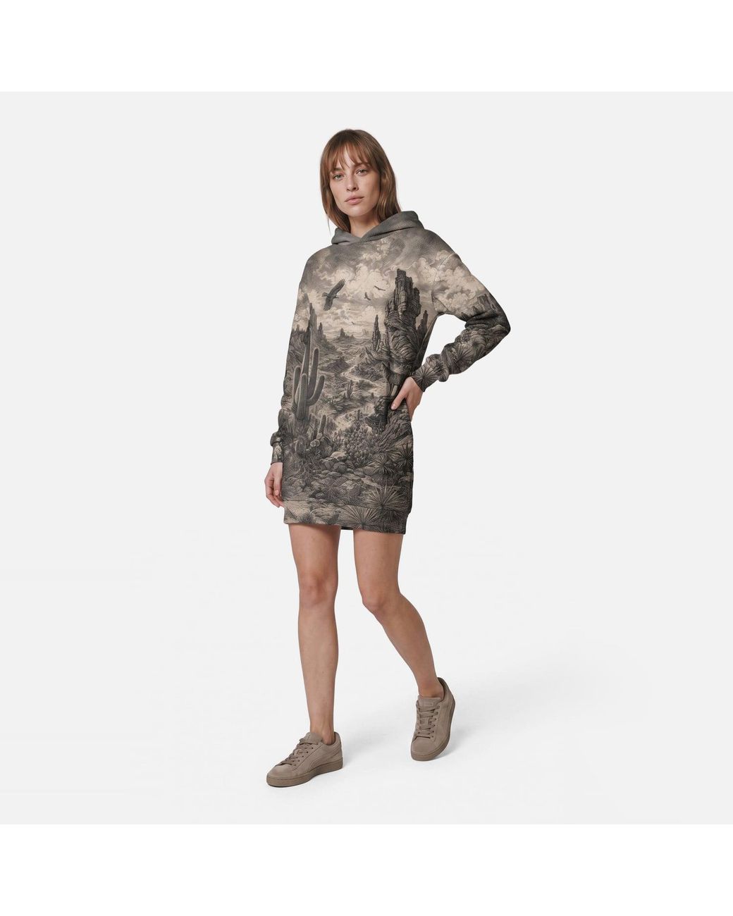 Aloha From Deer Gray Desert Howl Oversize Hoodie Dress