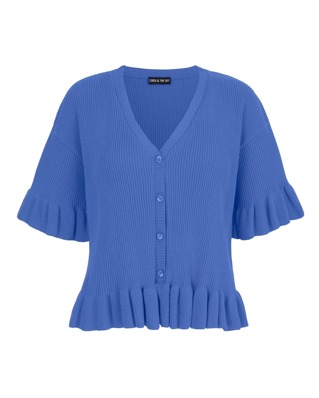 Cara & The Sky Blue Marlow Ruffle Co-Ord Short Sleeve Cardigan