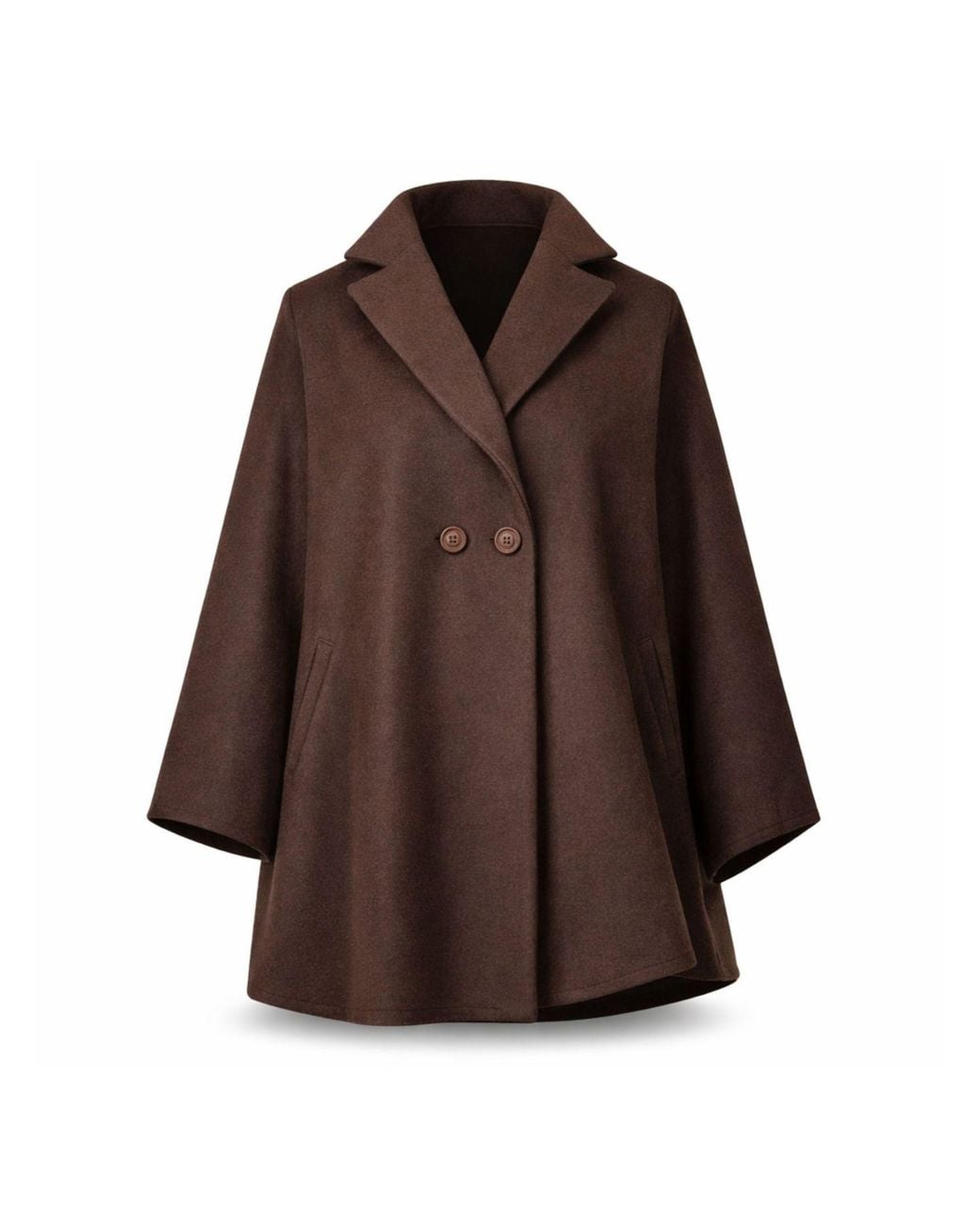 Nikka Place Brown Oversize Wool Cloak Coat With Pockets