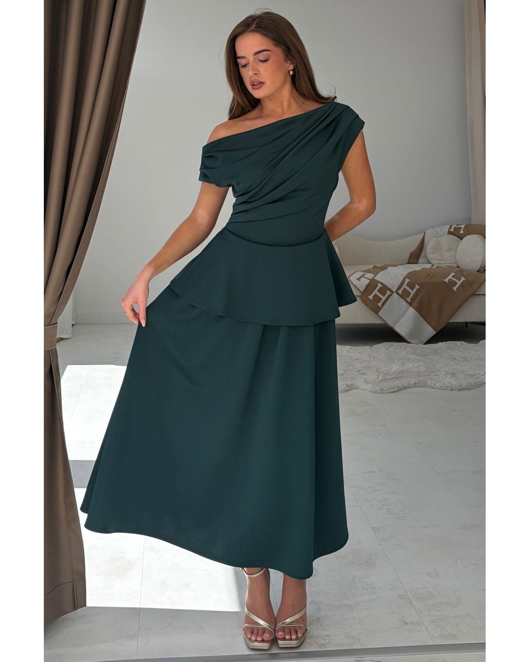 Girl In Mind Blue Connie Peplum Midi Dress