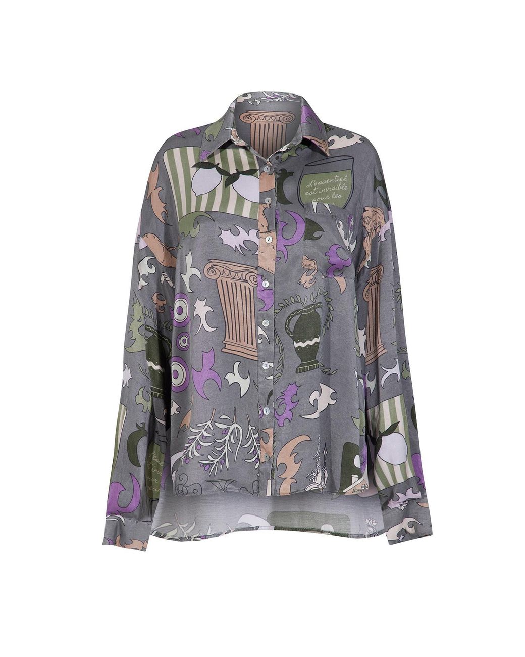 Iodes Gray Ayvalık Oversized Shirt