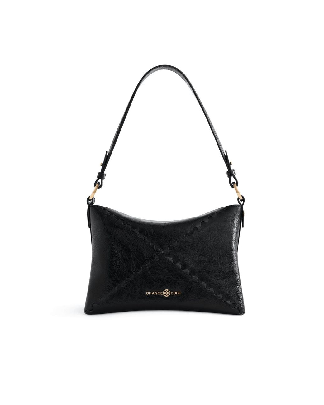Orange Cube Black Mosaic Baguette Shoulder Bag