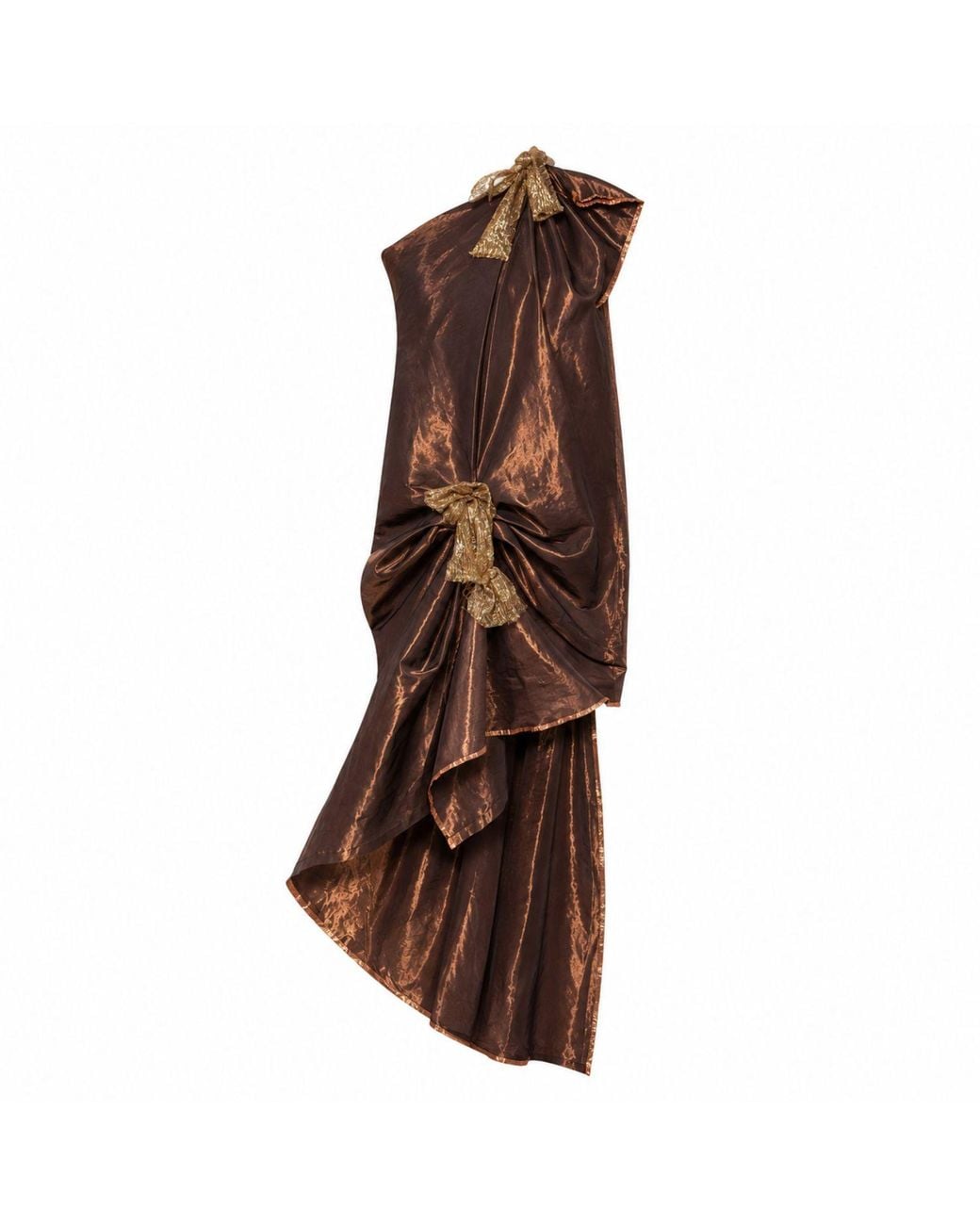 Miro Misljen Brown Aurelia Bronze Draped Dress