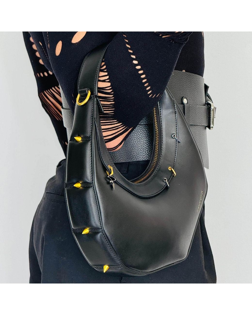 Pimpinicchio New York Black Asymmetrical Hobo Bag