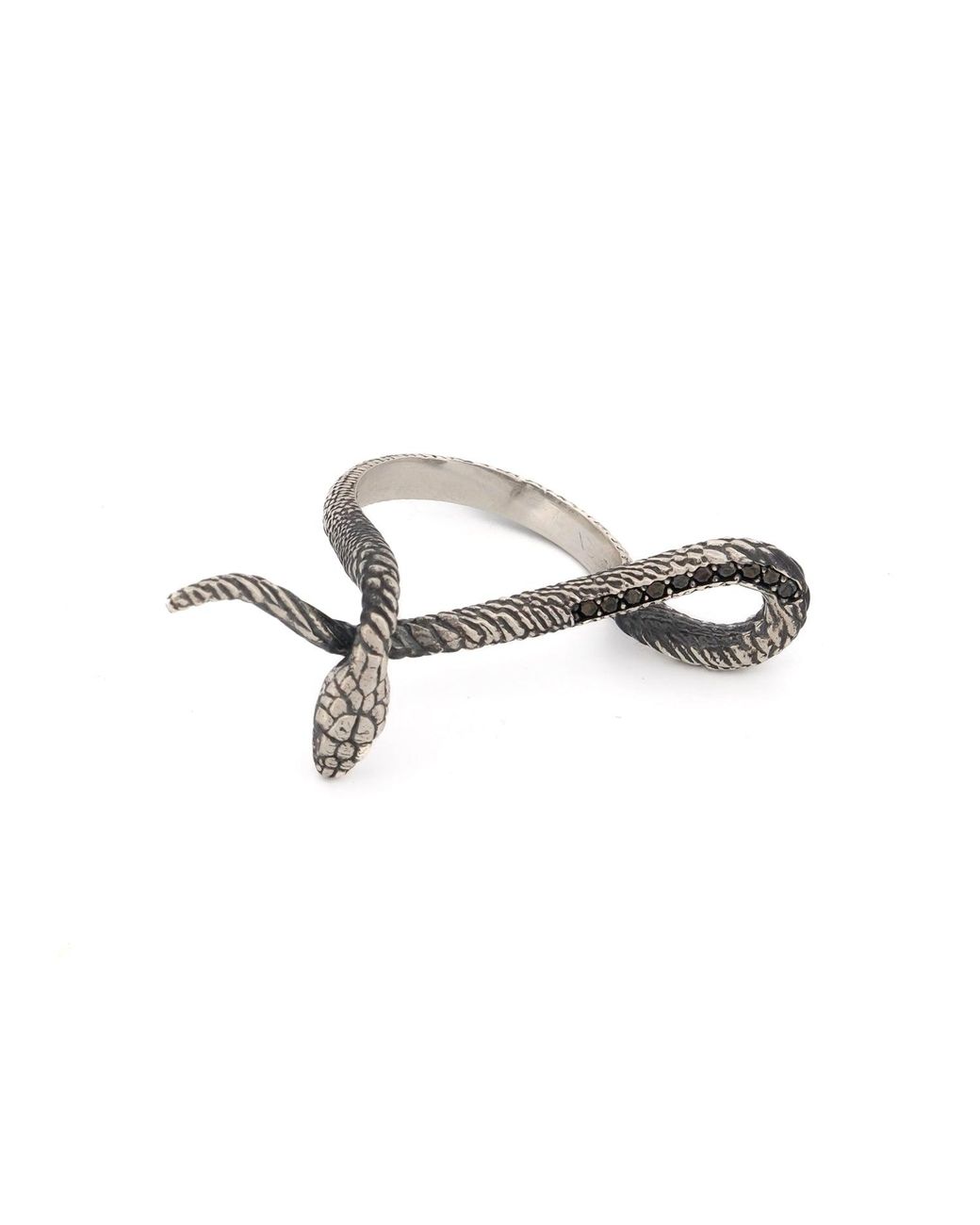 Ebru Jewelry Metallic Mythology Snake Sterling & Diamond Design Ring