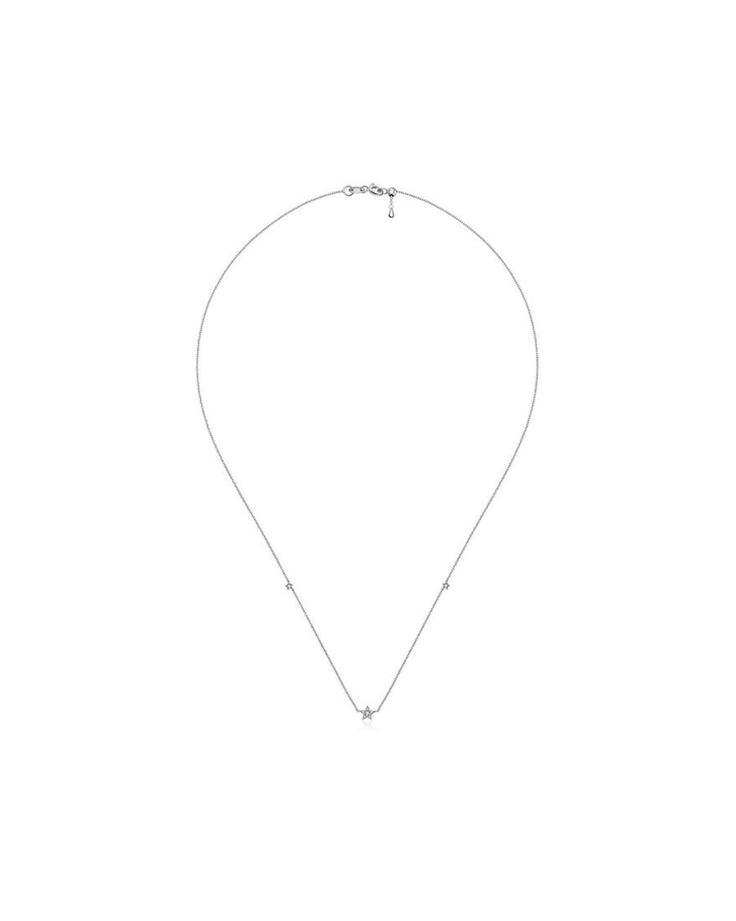 Genevieve Collection Metallic 18K Triple Star Shape Diamond Necklace Choker