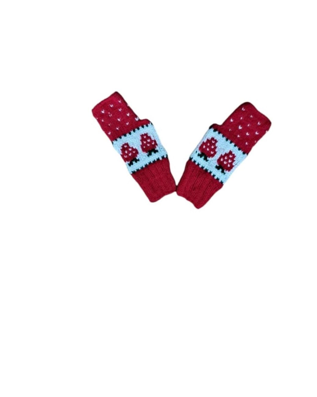 Springmoonatelier Red Handmade Wool Hat, Gloves And Socks Set