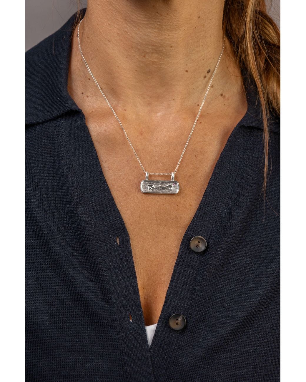 Claire Hill Designs Metallic Difficult Bar Necklace