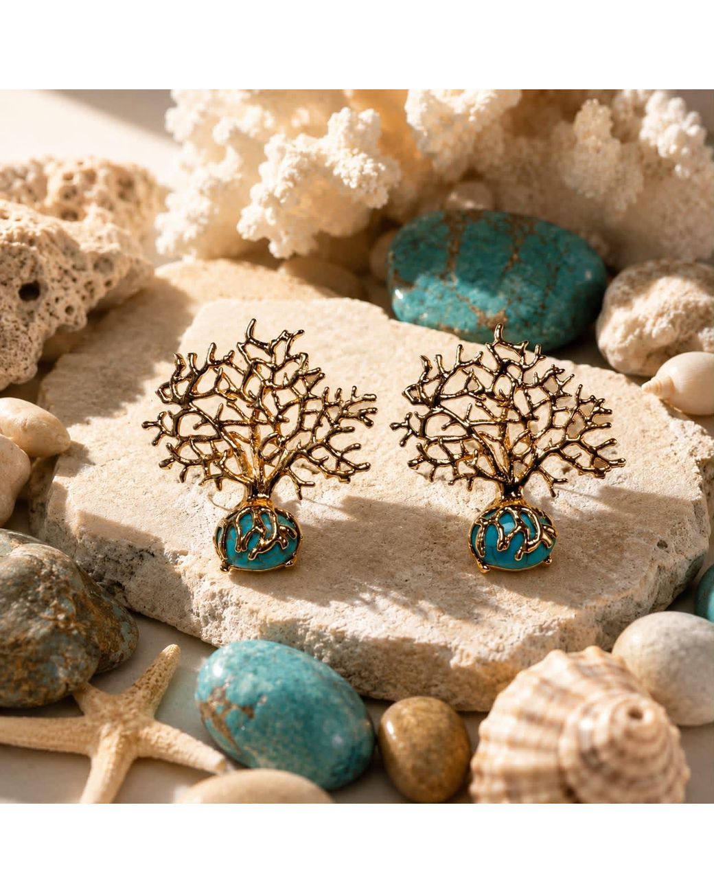 By Ozge Metallic Roots Of Serenity Natural Tree Of Life Plated Earrings