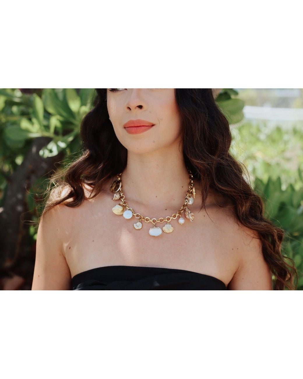 Carolina Benoit Metallic Kailua Seashells And Pearls Necklace