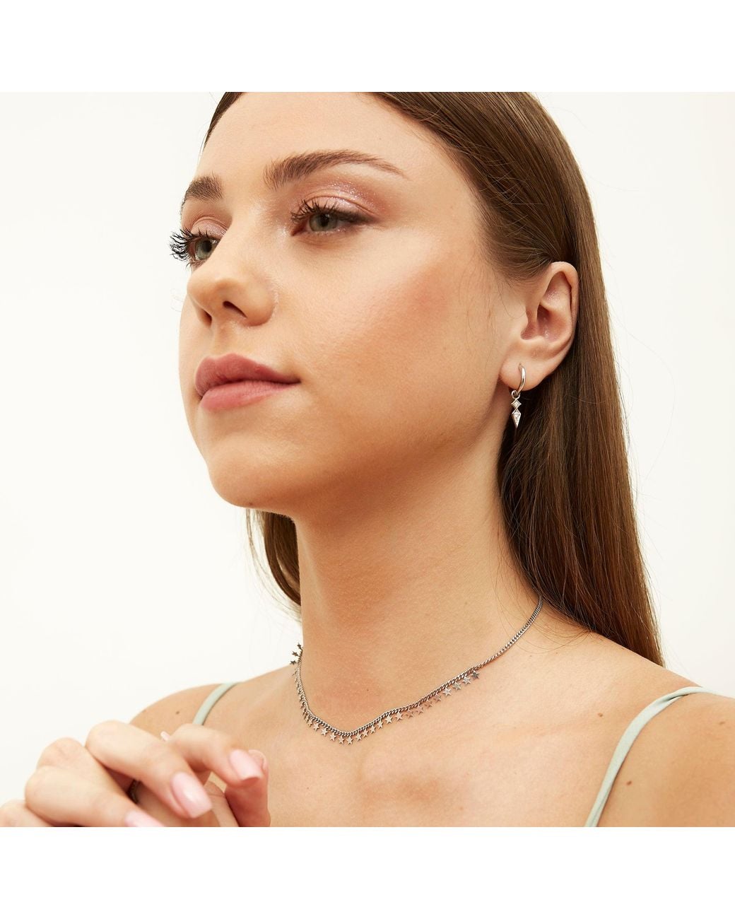 Spero London Metallic Sterling Rhombus Drop Earring
