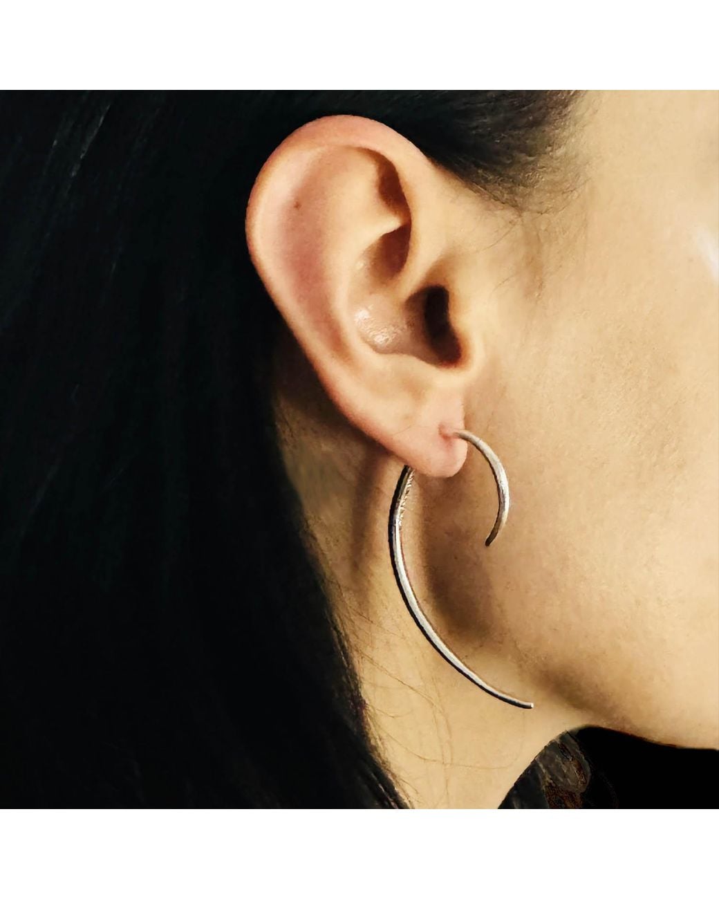 Aki Roc Jewelry Metallic Front-Back Hoop Earring "Single" -Sterling