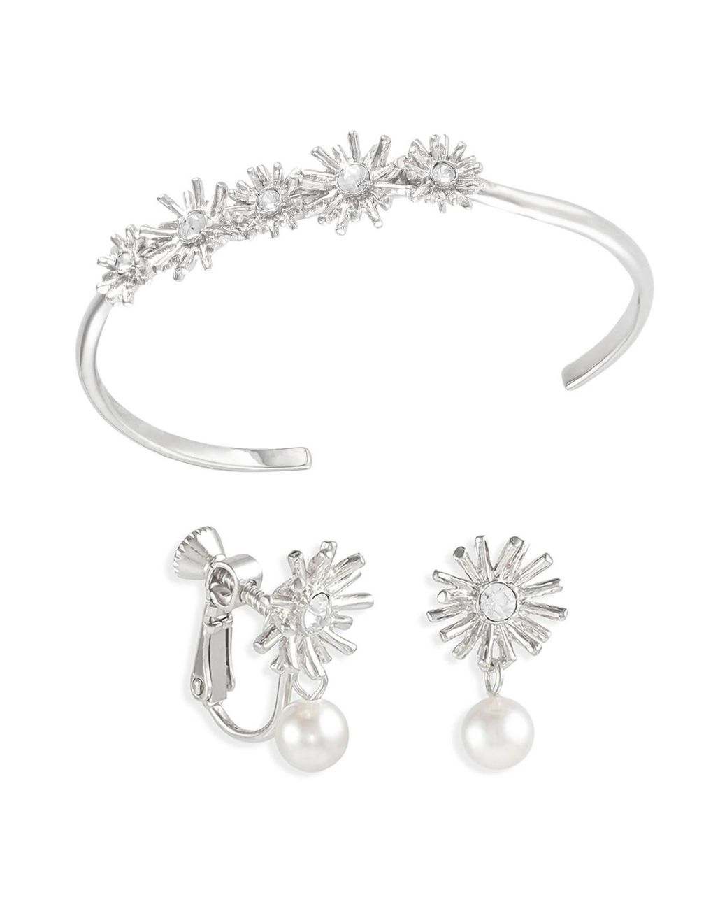 Grosse Metallic Platinum & Crystal Bangle Bracelet, Series Bouquet