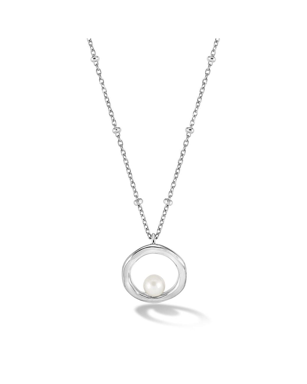 Dower & Hall Metallic Open Circle Pearl Pendant