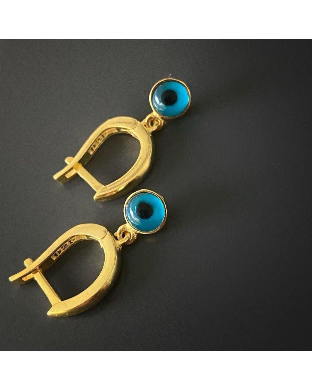 Ebru Jewelry Blue Huggie Hoop Earring