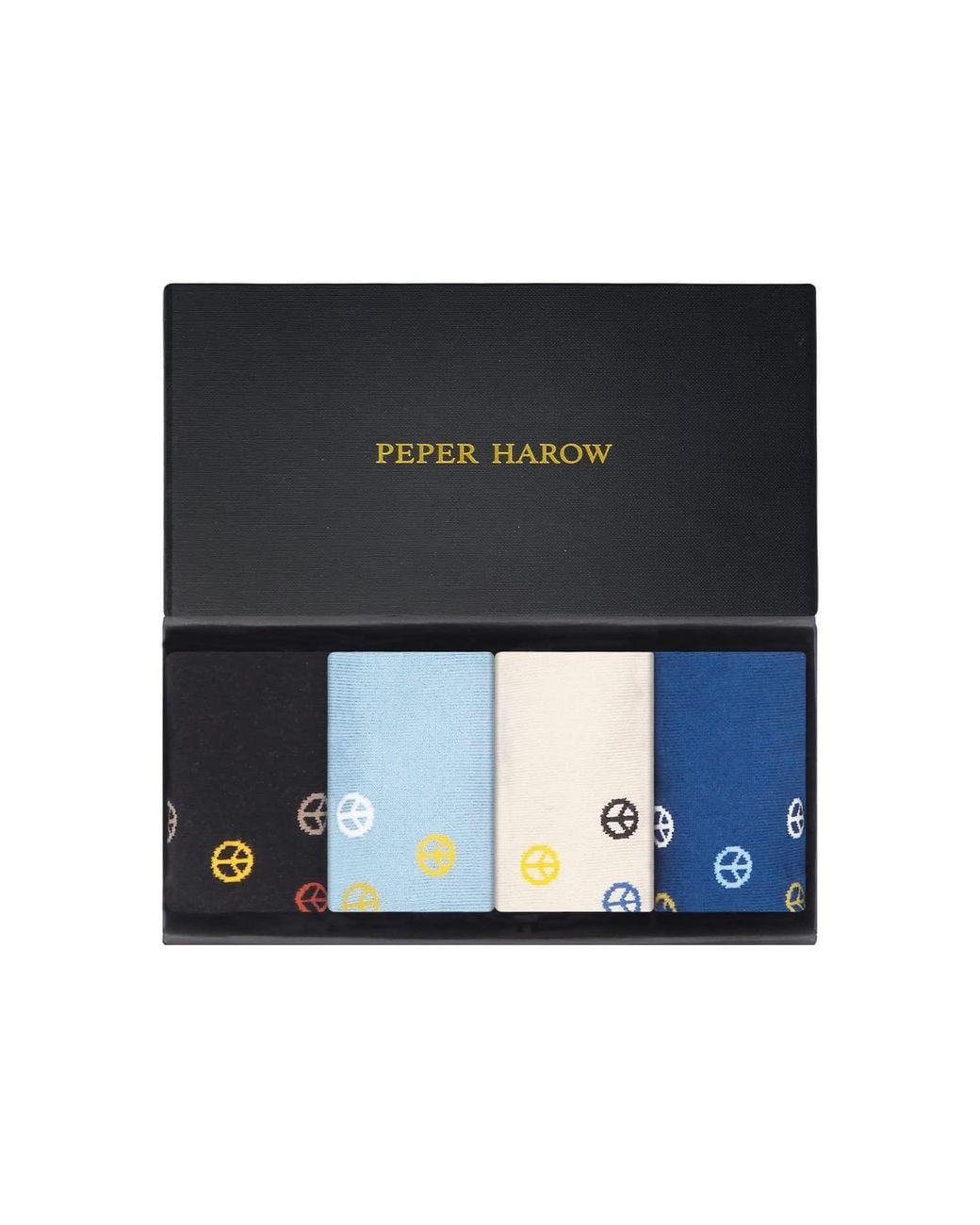Peper Harow - Made in England Black Peace Trainer Socks Gift Box for men