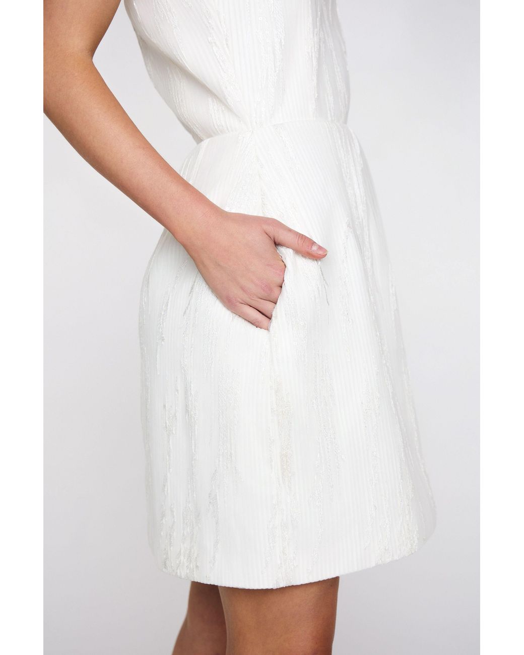 Marieta Yan White Aura Pleated Strapless Dress