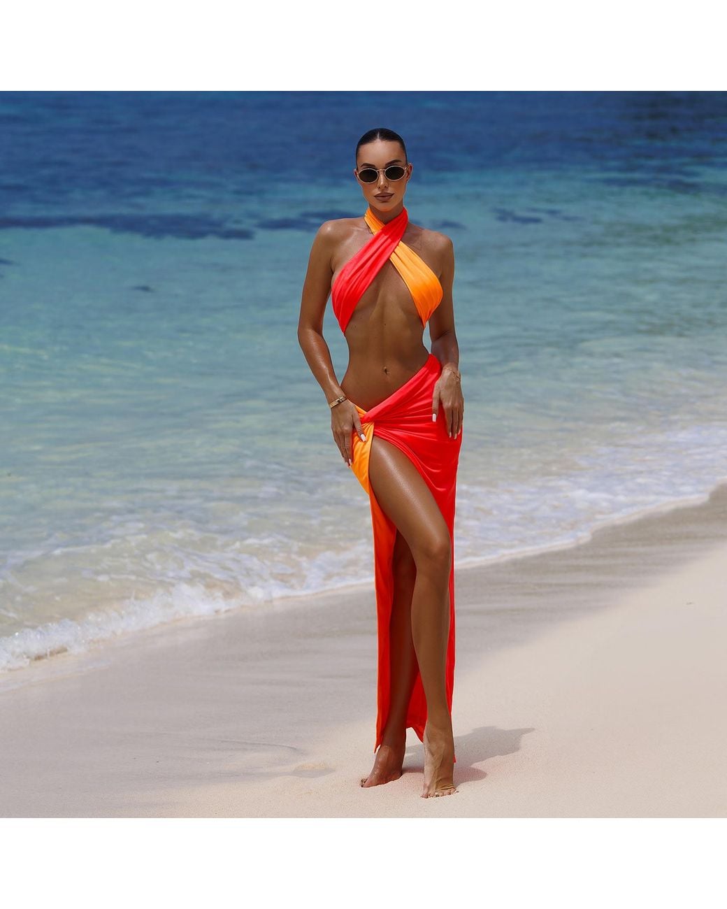 Ak Royalty Resortwear Red St Tropez Set