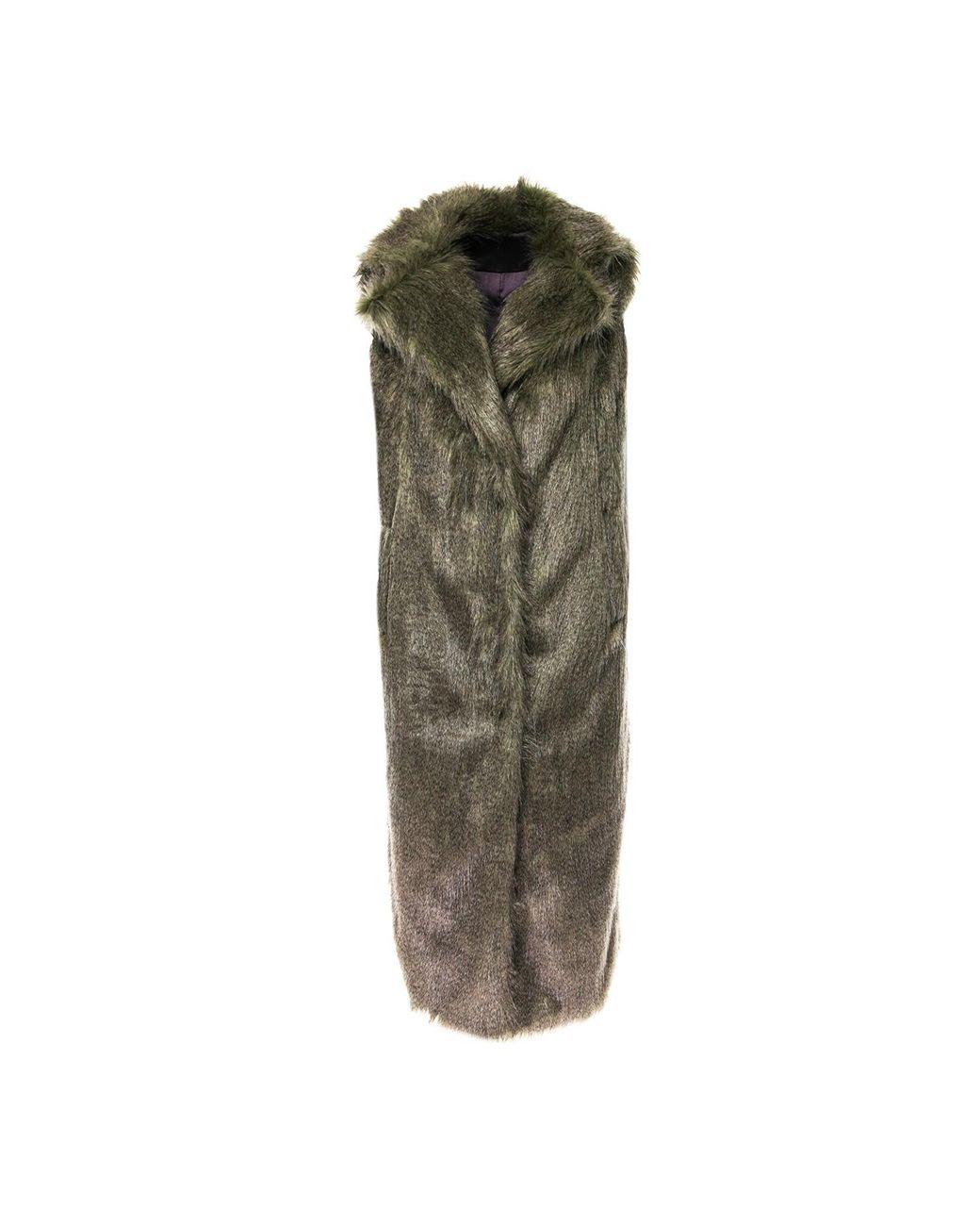Silvia Serban Green Long Hair Fur Coat/Vest