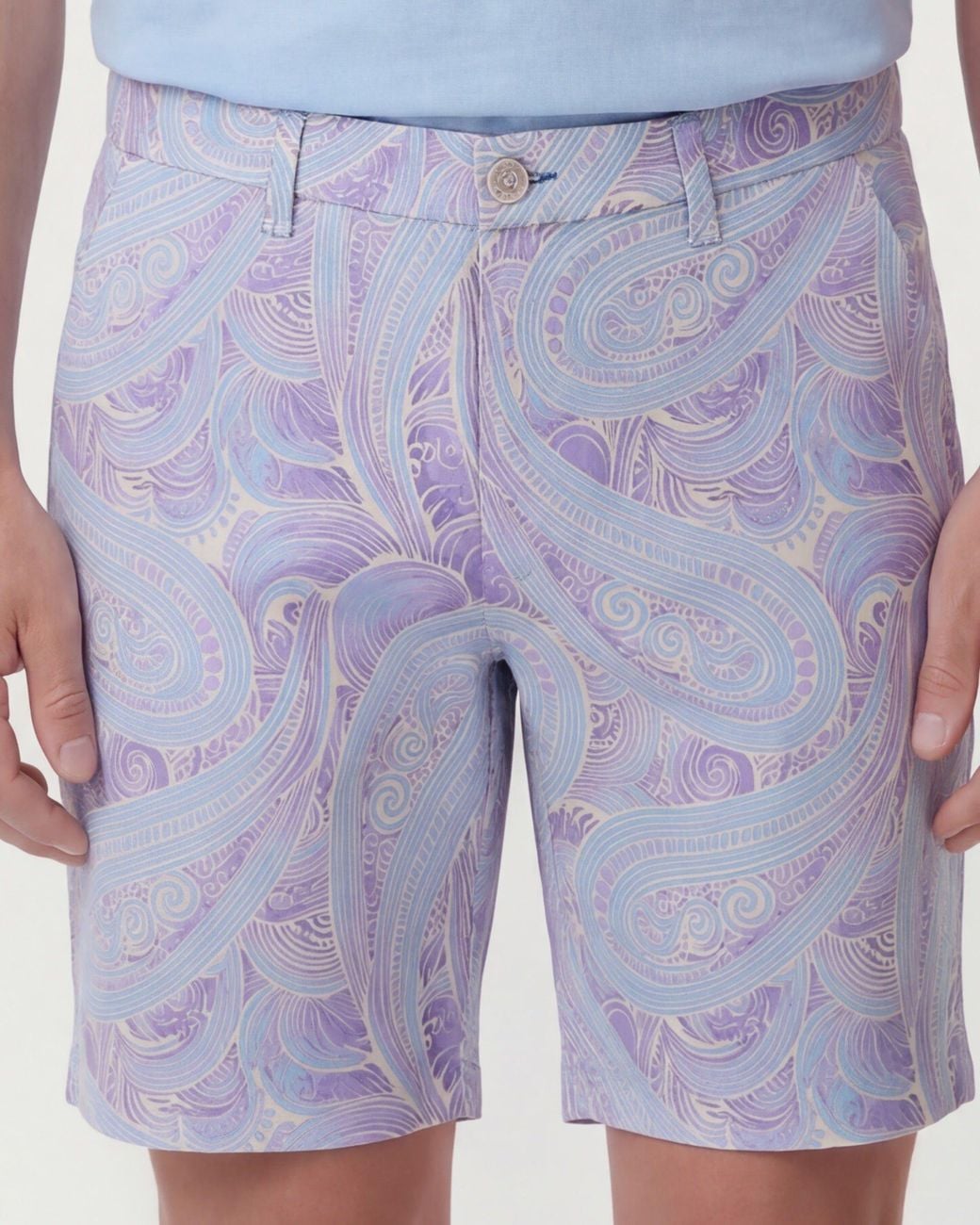 Lords of Harlech Blue Clyde Marakesh Paisley Helio Flat Front Short for men