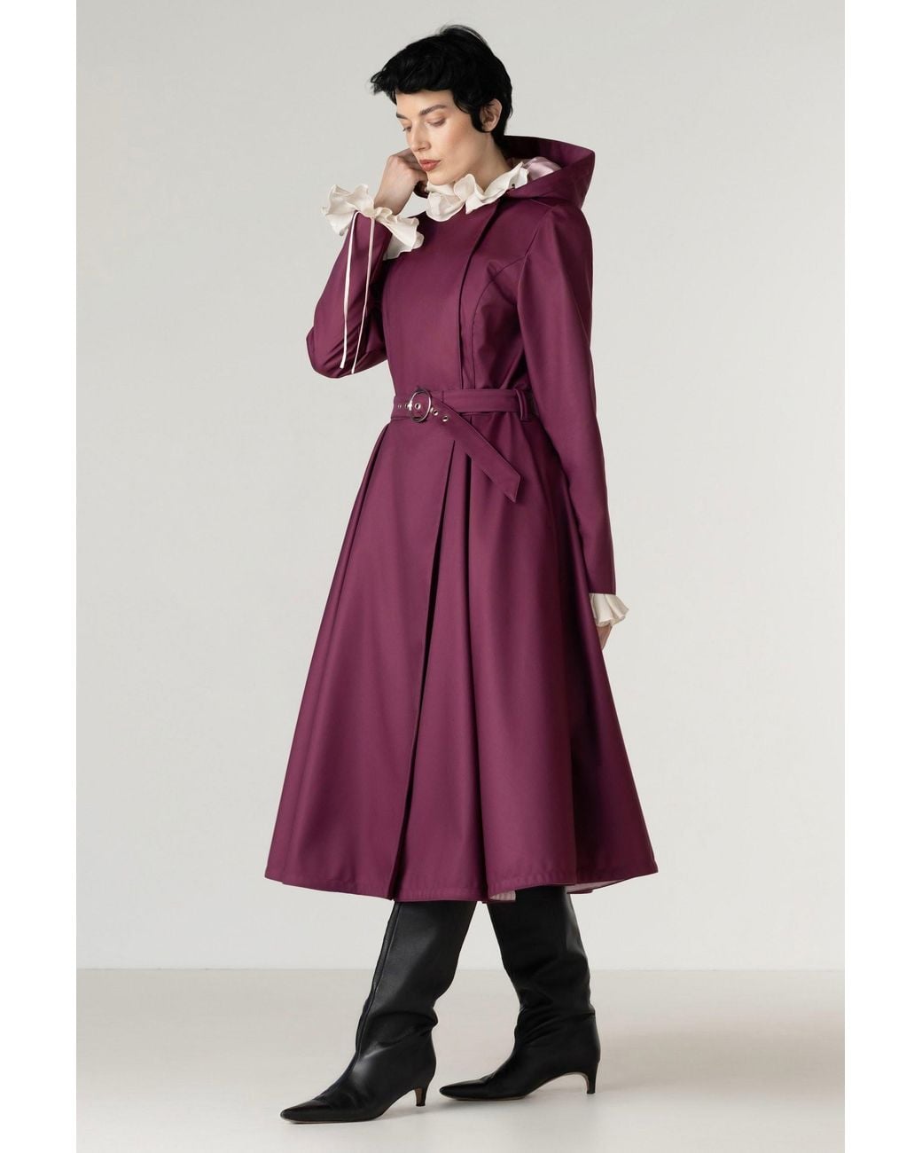 RainSisters Purple Double Breasted Trench Coat