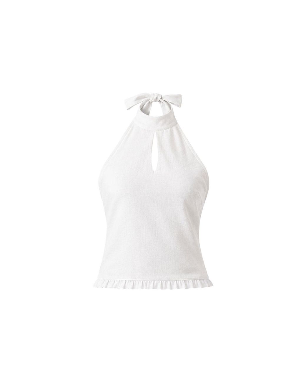 Imaura White Btw Linen Halter Top