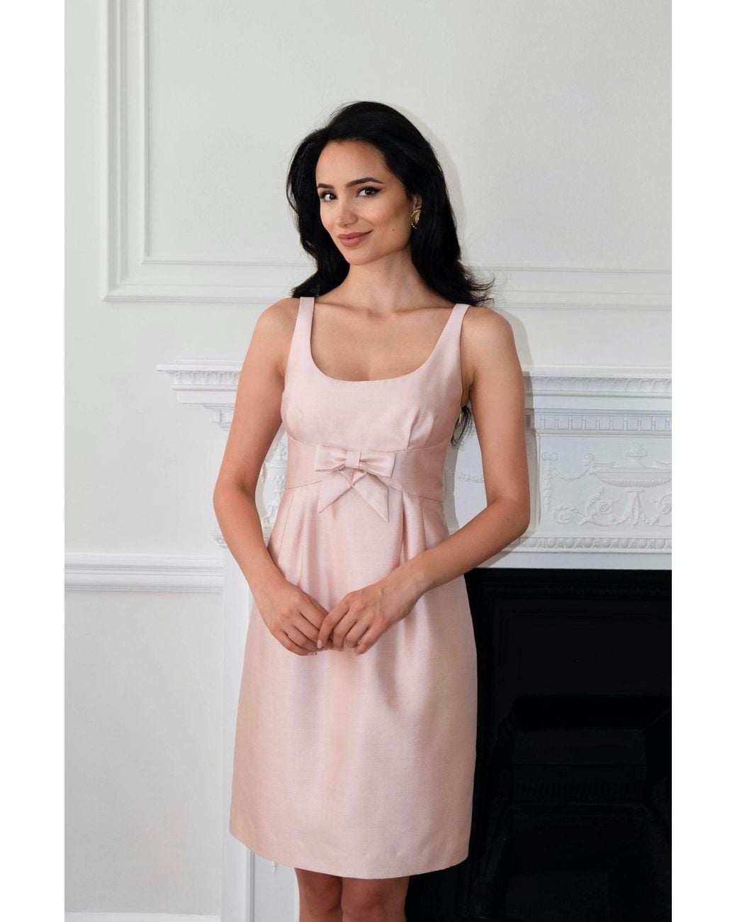 Santinni Pink 'Sabrina' 100% Wool & Silk Dress