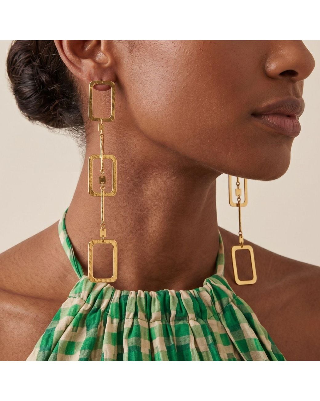Jaredjamin Metallic Solene Hammered Link Drop Post Earrings