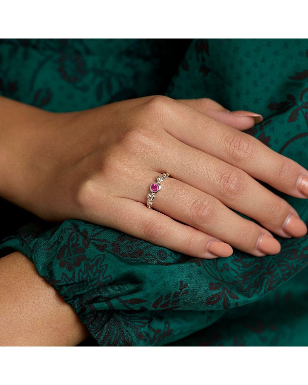 Isla Silver White Topaz & Tourmaline Ring