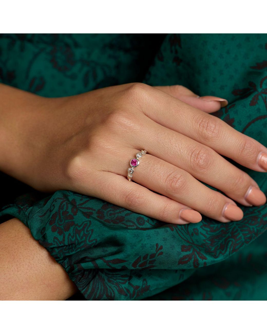 Isla Silver White Topaz & Tourmaline Ring