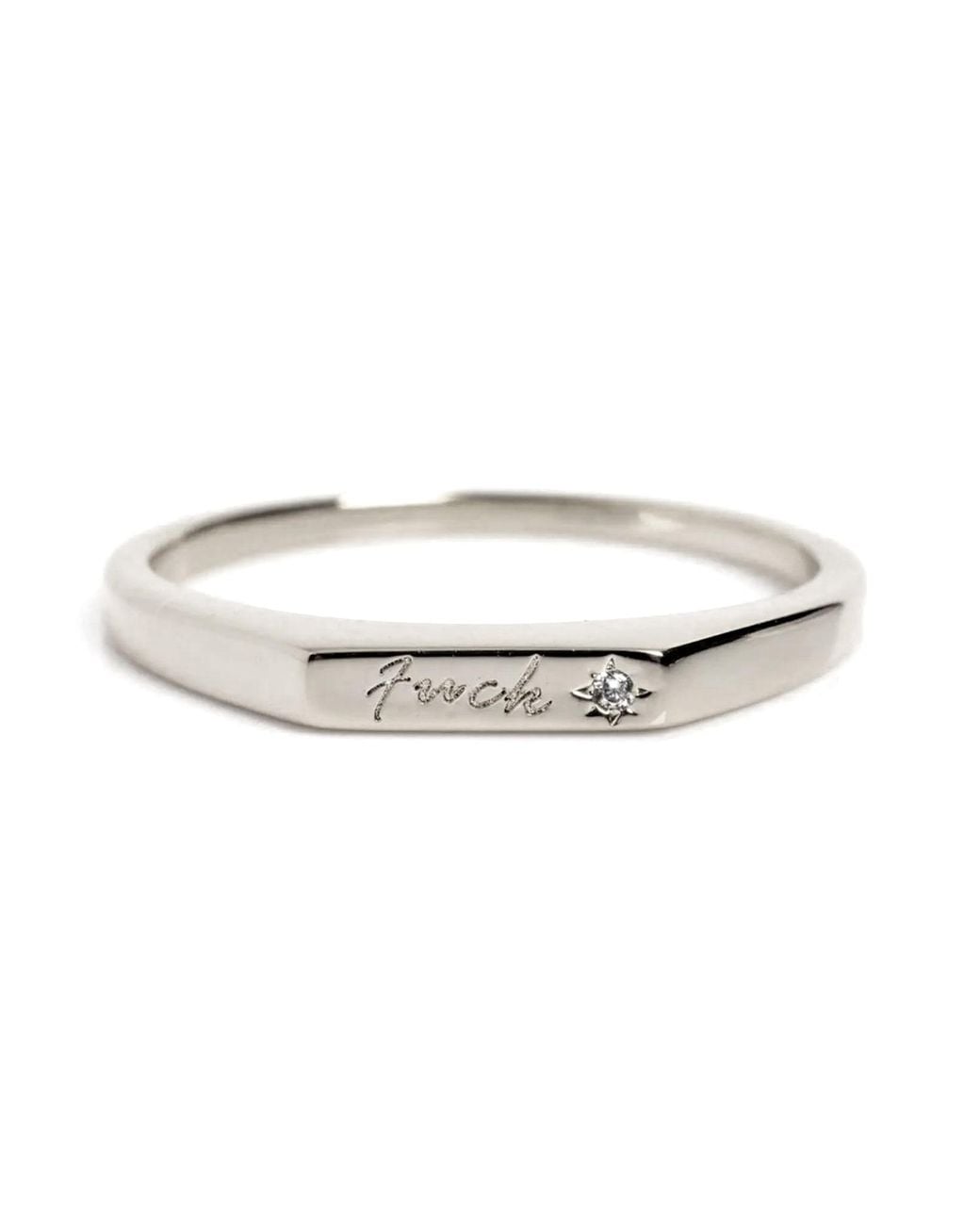 VicStoneNYC Fine Jewelry Metallic 14K Natural Diamond “F*Ck” Signet Ring