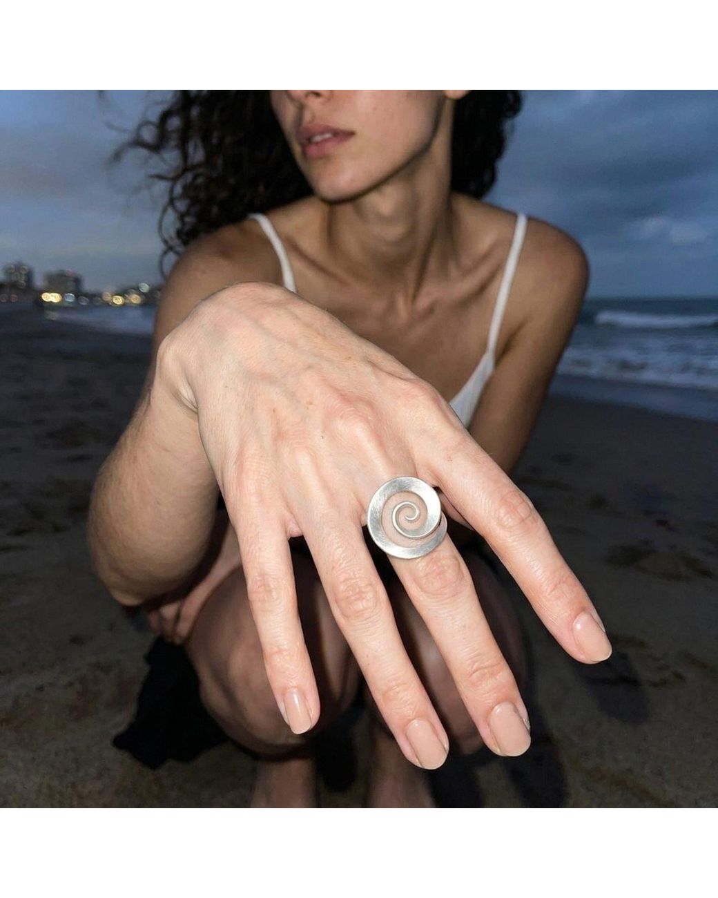 Ormiro Metallic Vortex Sterling Spiral Ring