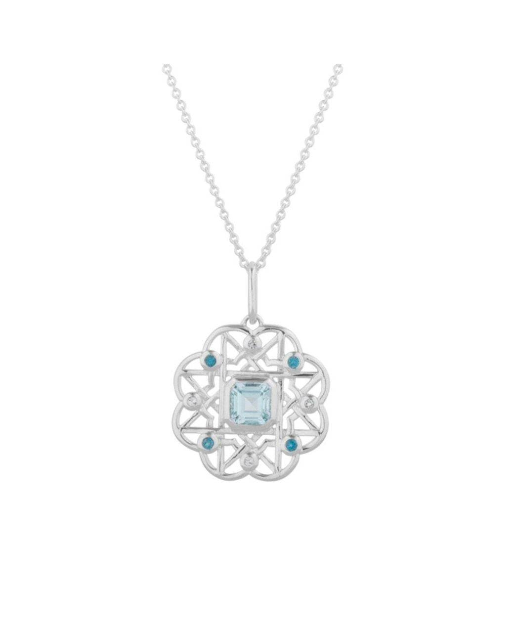Lulu B London White Topaz Gemstone Flower Necklace
