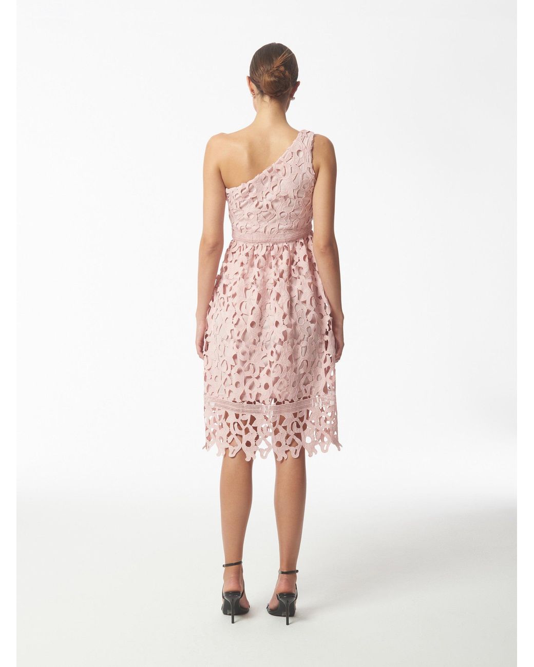 Sour Figs Pink One Shoulder Lace Dress