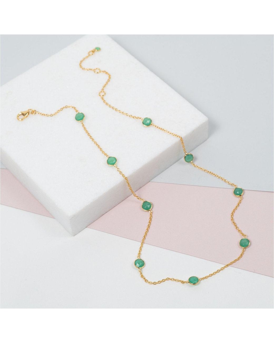 Auree Jewellery Brown Antibes Chrysoprase And Vermeil Station Necklace