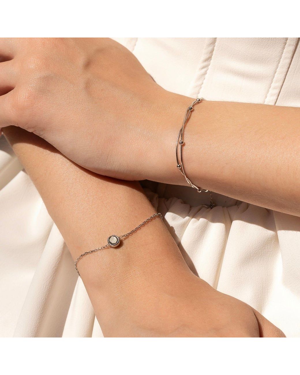 Spero London Metallic Sterling Raw Uncut Polki Diamond Bracelet