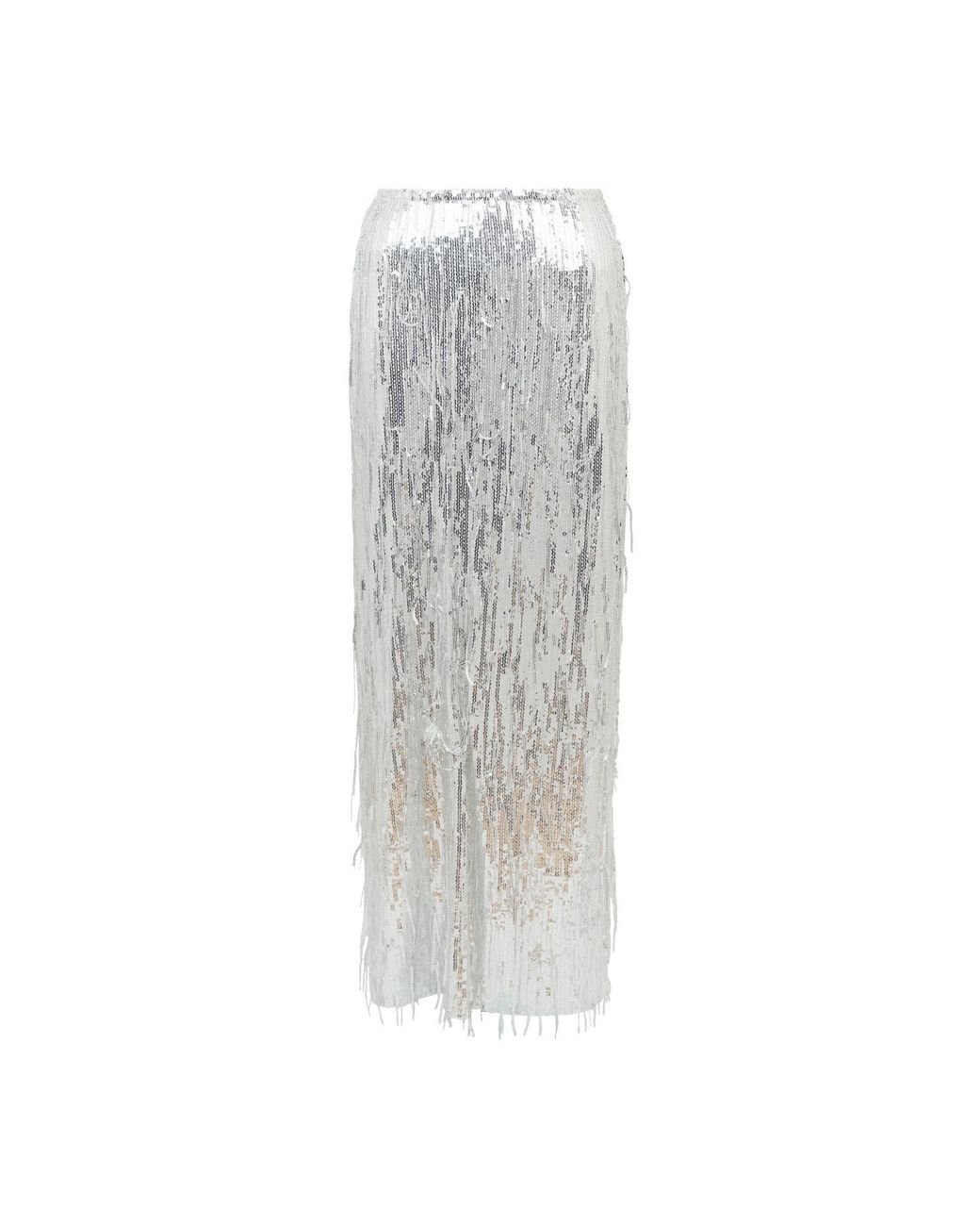Sour Figs Gray Fringed Sequin Maxi Skirt