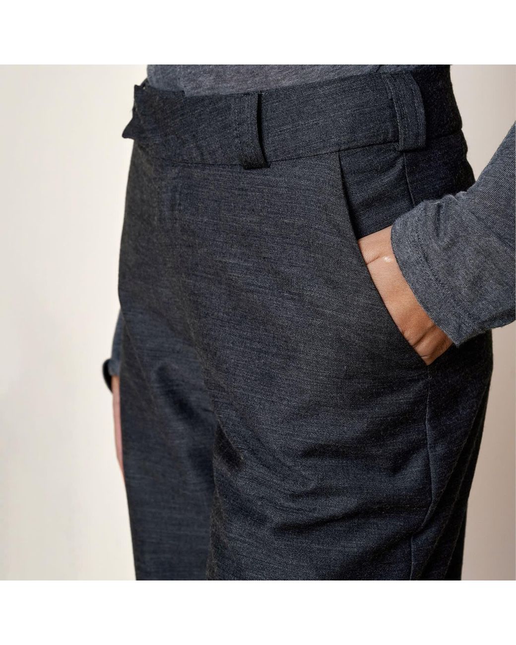 Gunda Hafner Ltd Blue Dark Mid Rise Straight Leg Merino Trousers