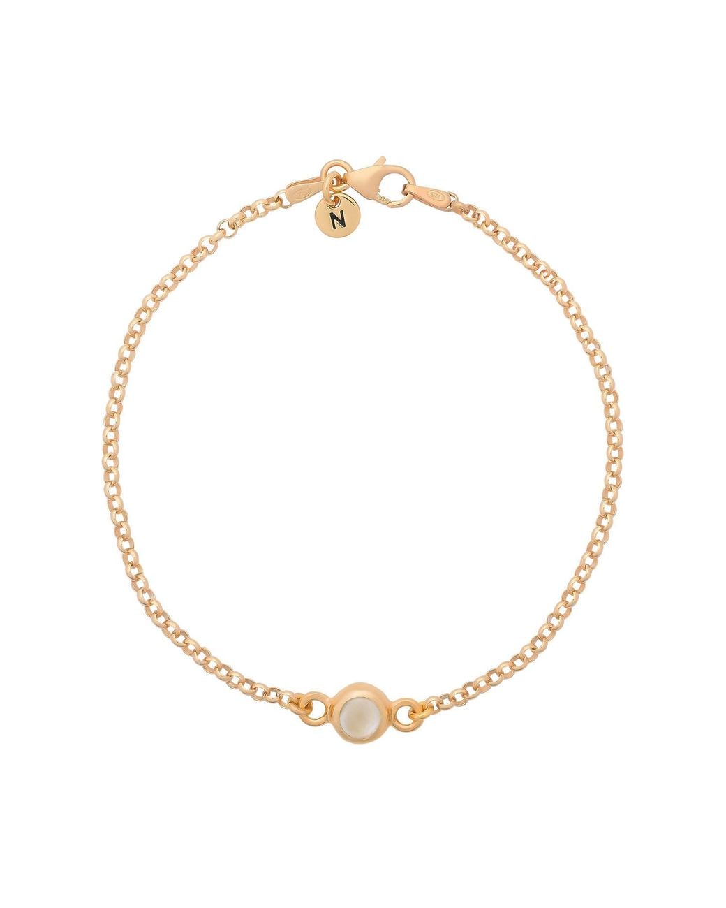 Nellou Jewellery Metallic Moonstone Birthstone Gem Dot Bracelet Plated Sterling