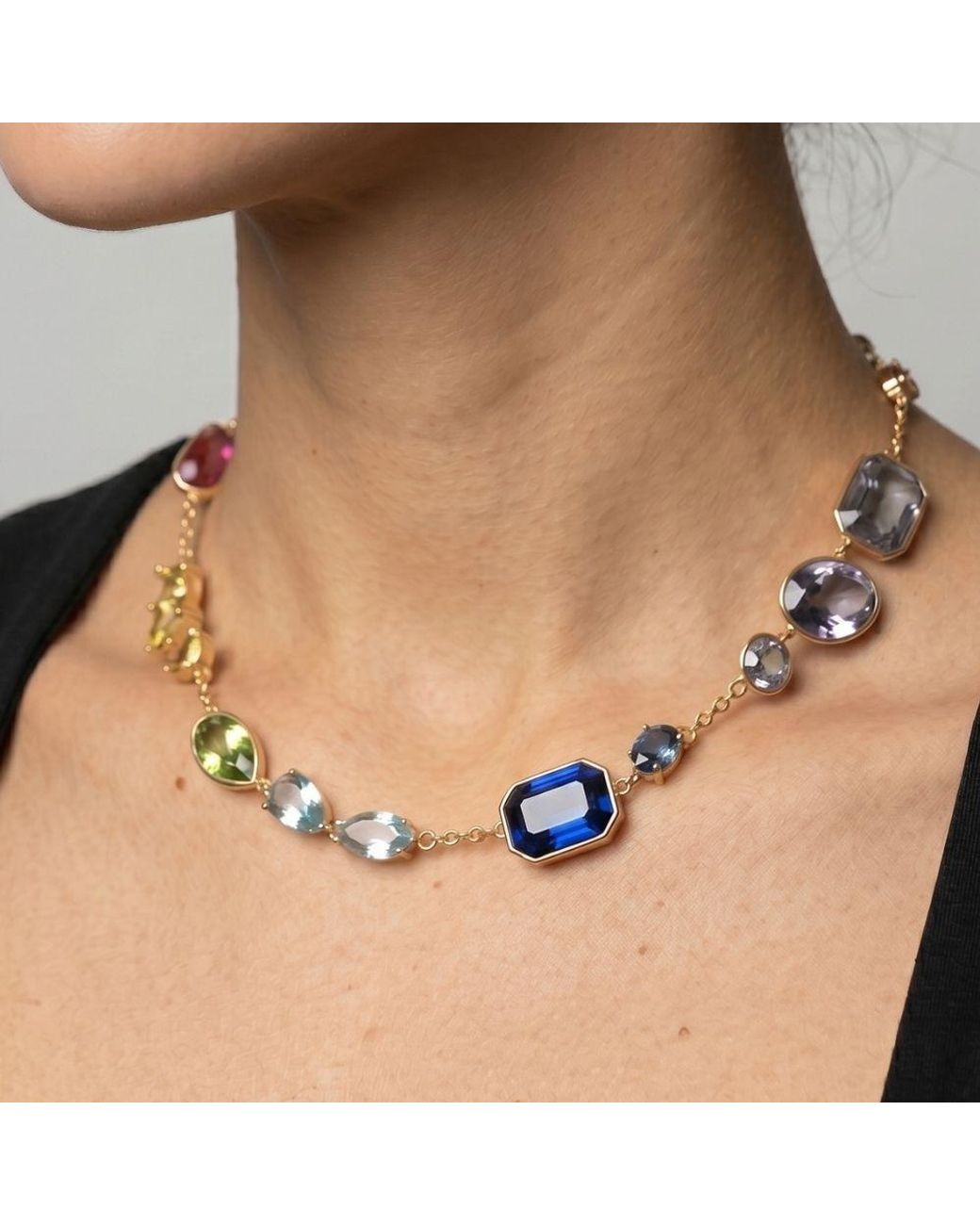 Uchi and Soto Metallic Hanabi Mixed Stone Necklace