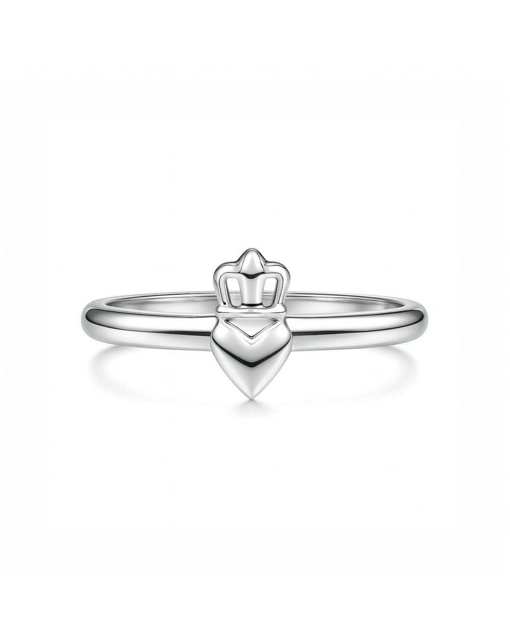 Unaloe White Adjustable Ring With Crown And Heart